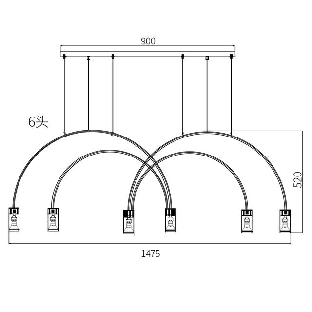 STRAK Brass Pendant Lamp Minimalist Rainbow Pendant Light Modern Creative Led for Dining Ul