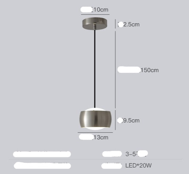 STRAK Modern Minimalist Pendant Lights Bedside Chrome Lampshade Led Pendant Lamp Bedroom Restaurant Bar Office Background Coffee