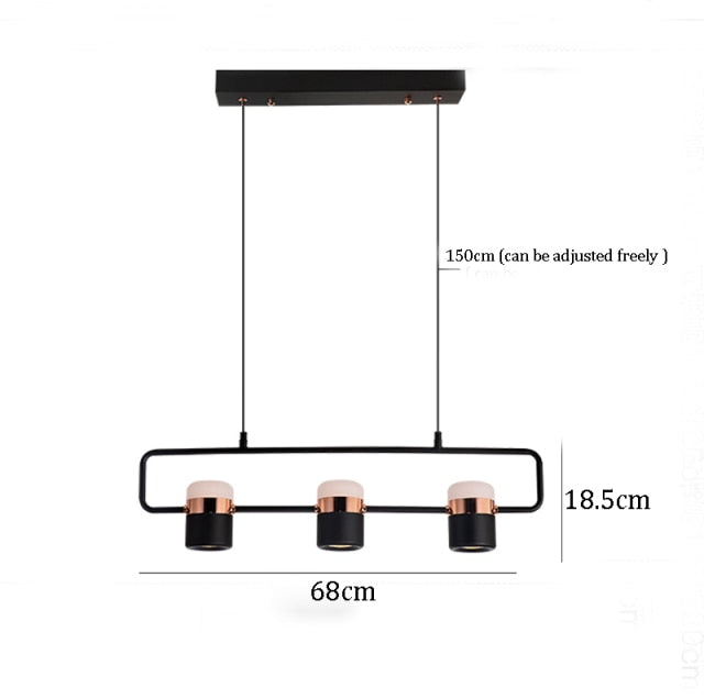 STRAK Postmodern Led Pendant Lights Simple Rose Gold Suspension Lamp for Dining Room Bedroom Hanging Light Ul