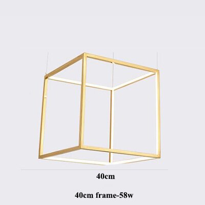 Modern Gold Square Led Chandeliers Lighting Indoor Led Pendant Chandeliers Lights Living Room Decor Hanging Lamp Lobby Luminaire.Certification: UL