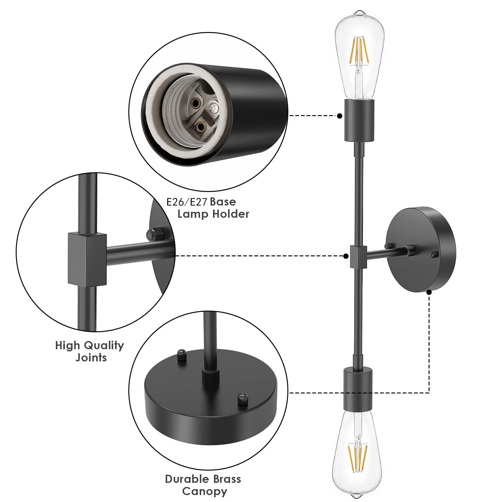 Wall Sconce E27 Ceiling Lamp Bedside Lighting Vintage Two Arm 2 Double Heads Bathroom Mirror Vanity