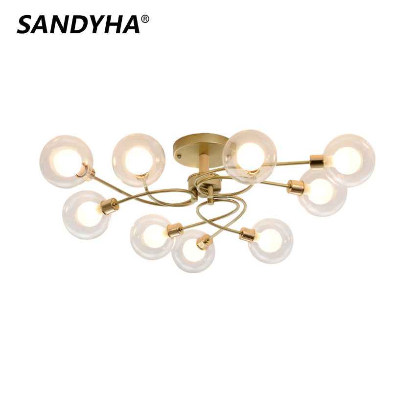 SANDYHA Modern Nordic Led chandeliers Glass Ball Lampshade Ceiling Lamp Living Kitchen Dining Bedroom Home Decor Indoor Lighting