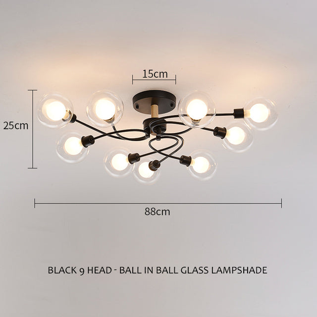 SANDYHA Modern Nordic Led chandeliers Glass Ball Lampshade Ceiling Lamp Living Kitchen Dining Bedroom Home Decor Indoor Lighting