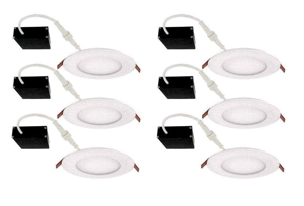 LED 4-inch White Slim Panel Downlight 9W 750 lumens with Junction Box,Dimmable,Cetl/Etl,IC rated(Damp Rated) 4000K (6-Pack)