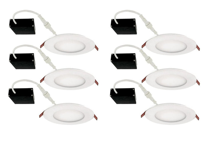 LED 4-inch White Slim Panel Downlight 9W 750 lumens with Junction Box,Dimmable,Cetl/Etl,IC rated(Damp Rated) 4000K (6-Pack)