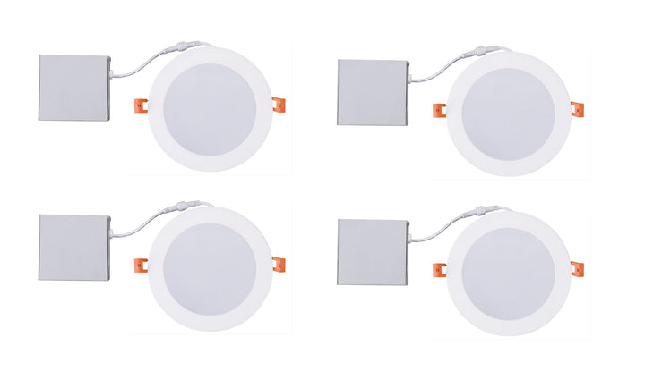 LED 6-inch White Slim Panel Downlight 9W 750 lumens with Junction Box 6000K (4-Pack)