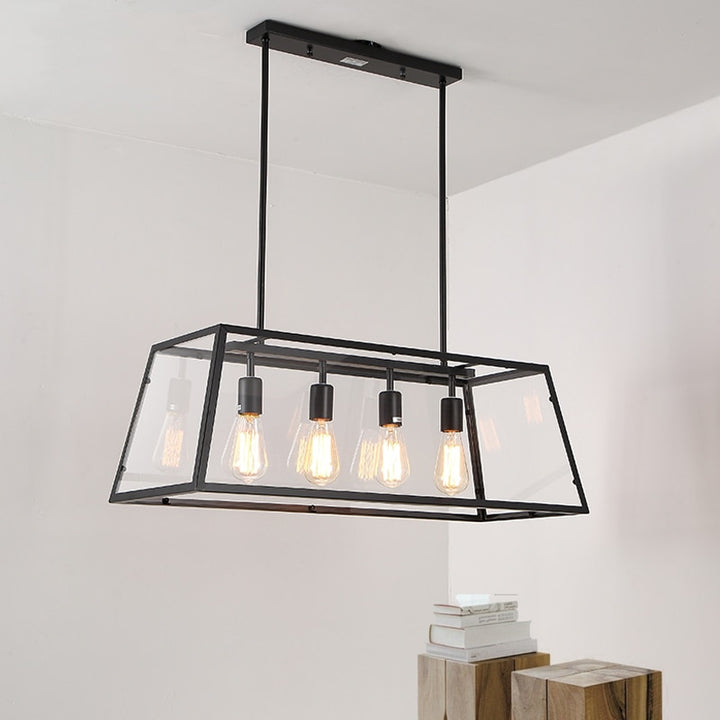 STRAK Vintage Led Lamps Loft Retro Iron Acrylic Box Pendant Lights Restaurant Rectangular Dining Living Room Cafe Lighting Fixturesul