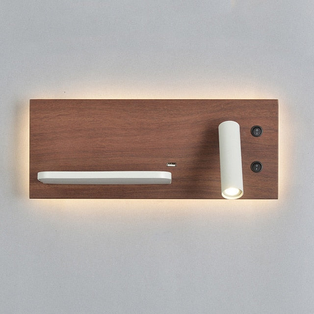 LED Bedroom Wall Light Lamp Wireless Charger for Phone Bedside Bedroom Modern Reading Loft Room USB Luminaire Wood Bed TUV / UL / SAA