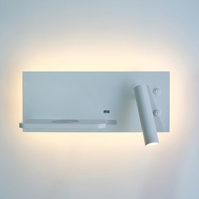 LED Bedroom Wall Light Lamp Wireless Charger for Phone Bedside Bedroom Modern Reading Loft Room USB Luminaire Wood Bed TUV / UL / SAA